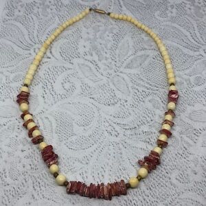 Vintage boho natural polished bone necklace boho festival.